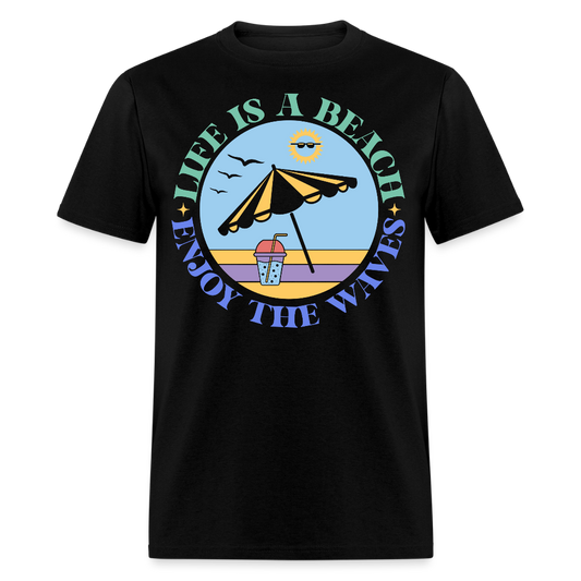 Life Is A Beach Aesthetic Summer Vacation T-shirt - black