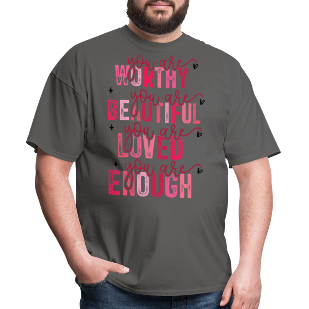 Self-Love Graphic Tee You Are Enough Motivational T-shirt - charcoal