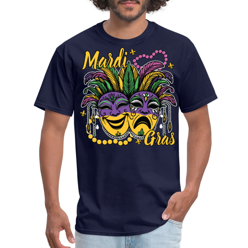 Colorful Mardi Gras Mask Festival New Orleans Carnival Celebration T-shirt - navy