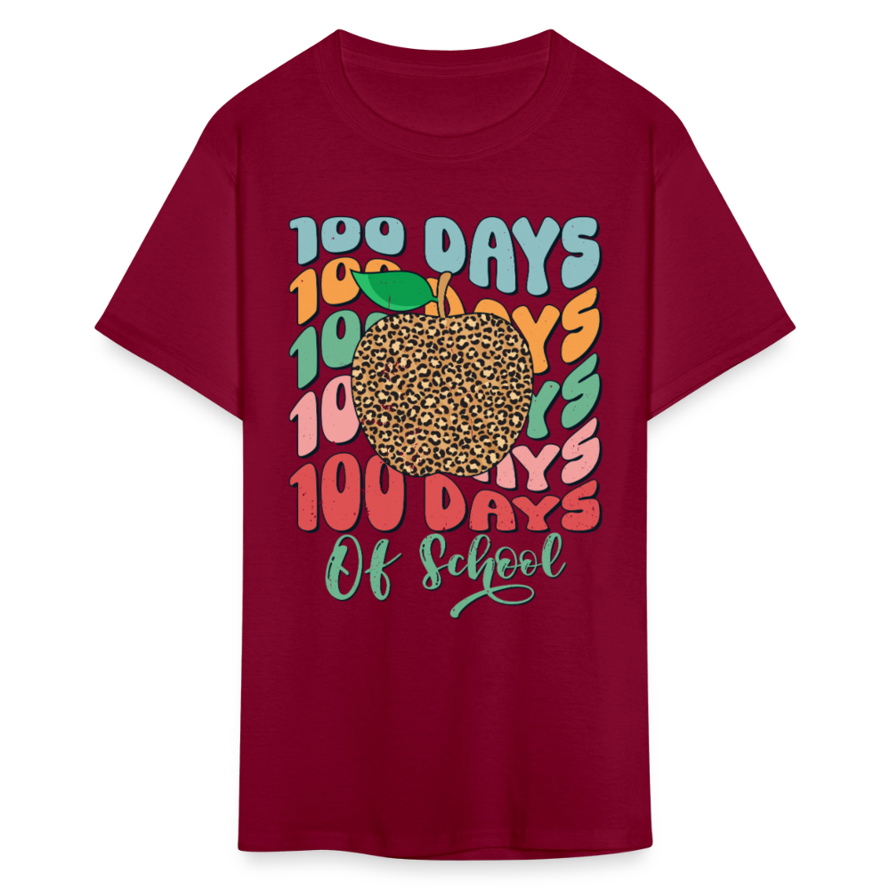 Leopard print 100 Days Of School Teacher Appreciation Gifts T-shirt - burgundy