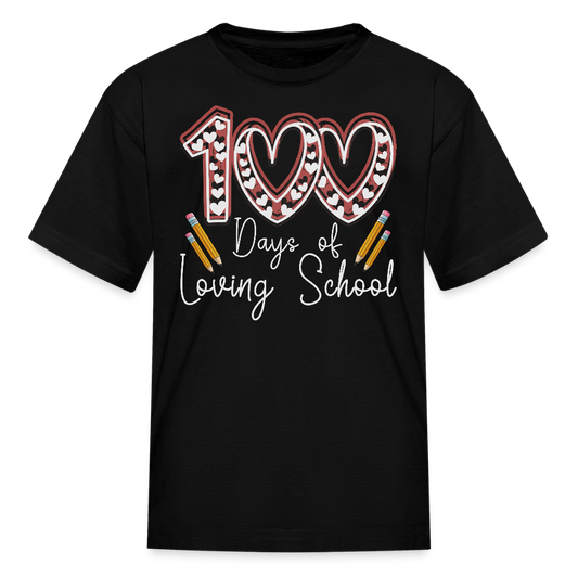 Cute Heart & Pencil Design for Kids 100 Days of Loving School T-shirt - black