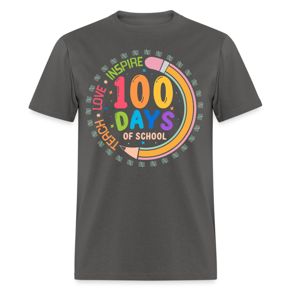 100th Days Of School Shirt For Teachers School Milestone Celebration T-shirt - charcoal