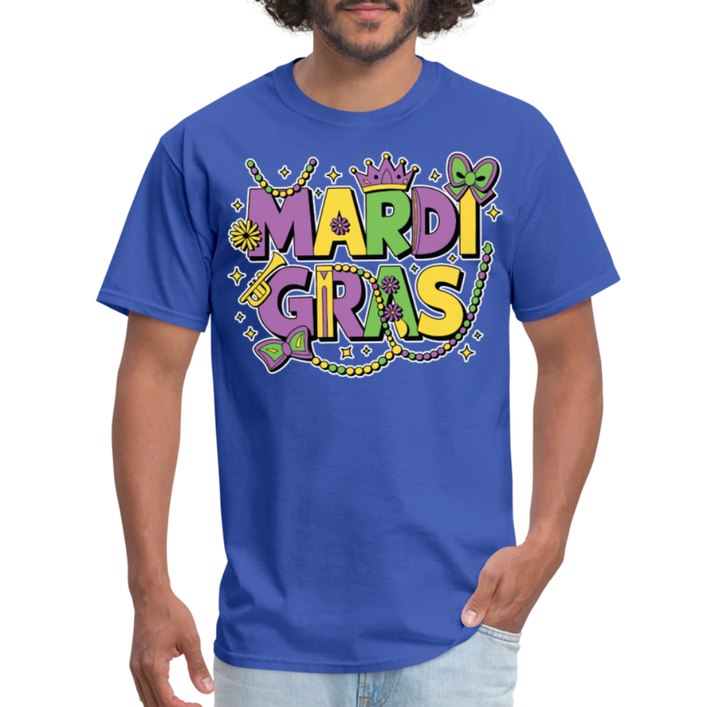 Funny and festive Mardi Gras shirts Mardi Gras Crown T-shirt - royal blue