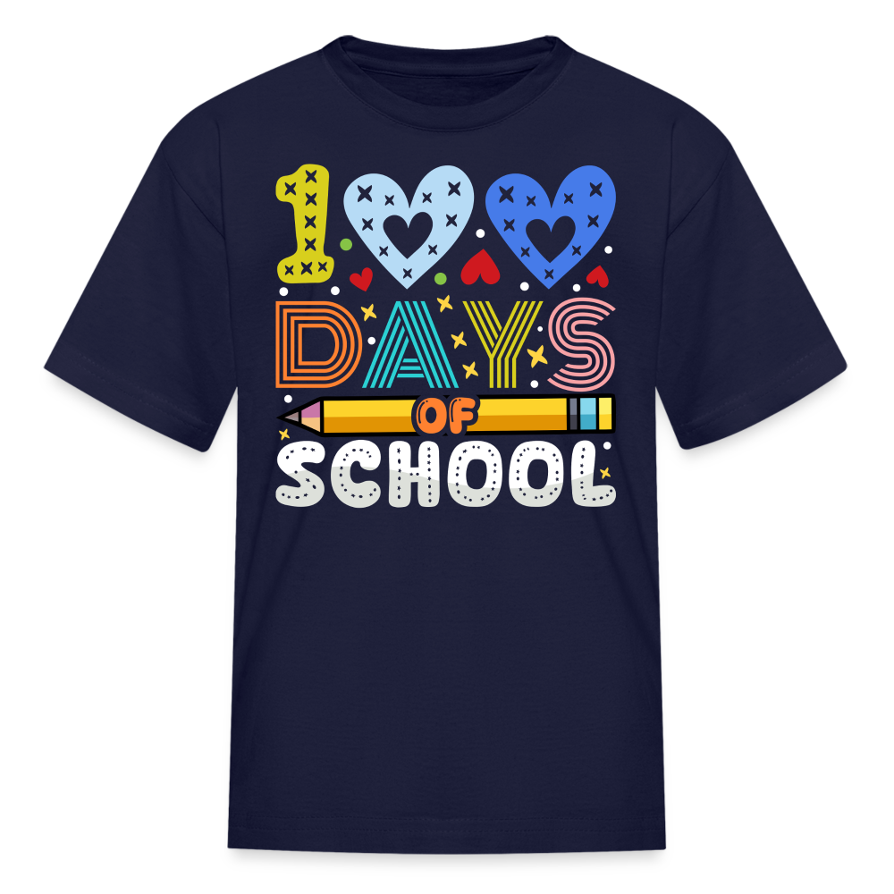 Kindergarten 100 Days Of School Shirt Students Appreciation Gifts T-Shirt - navy