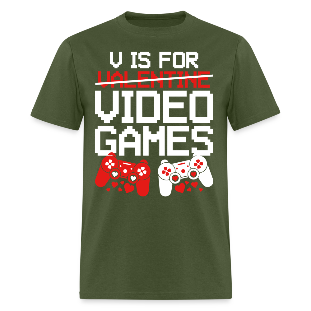 Valentine’s Day Gifts For Gamers Funny Gaming Couple Matching T-shirt - military green