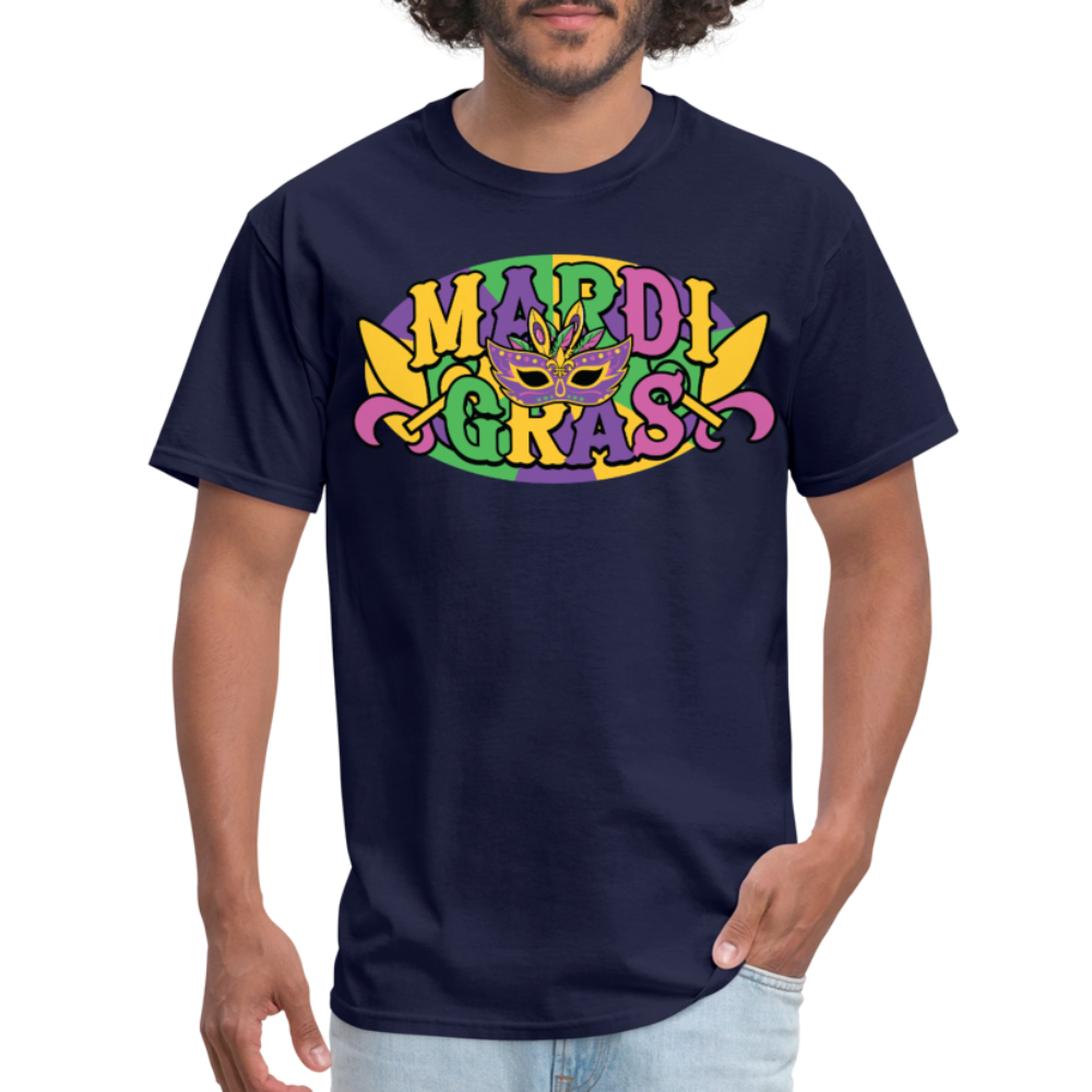 Funny Mardi Gras Festival Shirt Colorful New Orleans Party T-shirt - navy