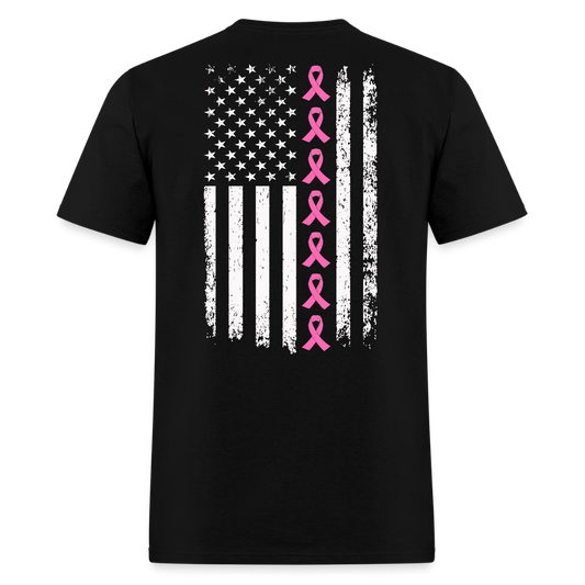 Breast Cancer Awareness American Flag T-Shirt - black