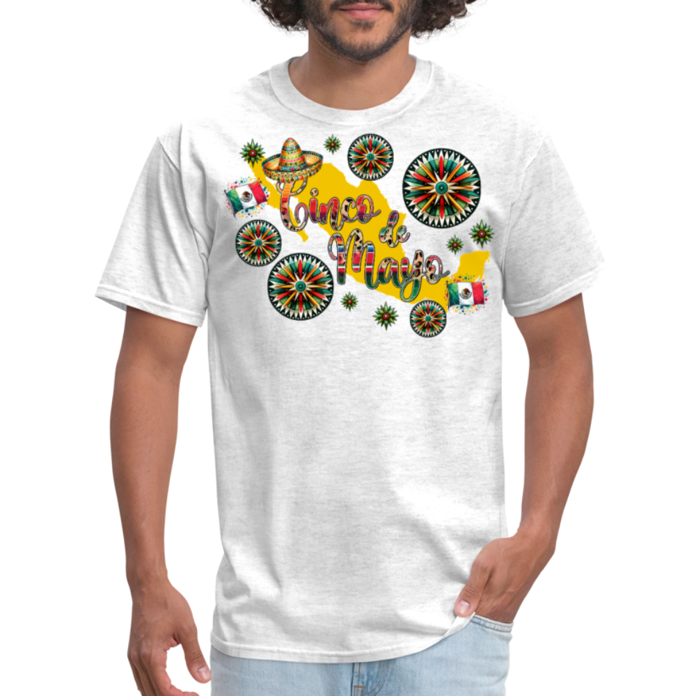 Mexican Pride Tee For Cinco De Mayo Mexico Map Graphic T-shirt - light heather gray