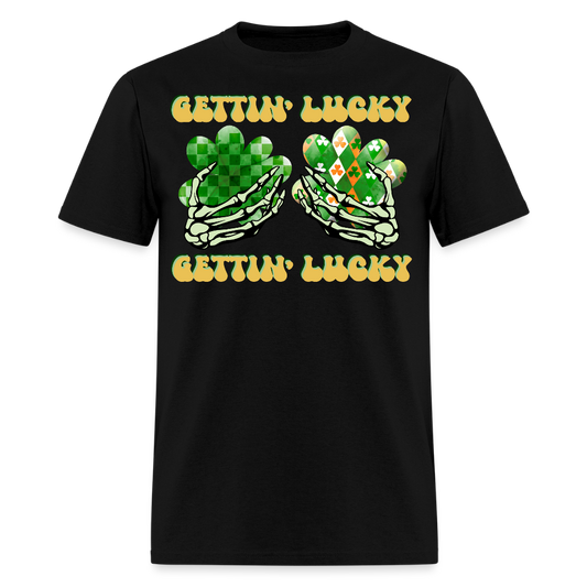 Gettin' Lucky St Patrick’s Day Skeleton T-shirt - black