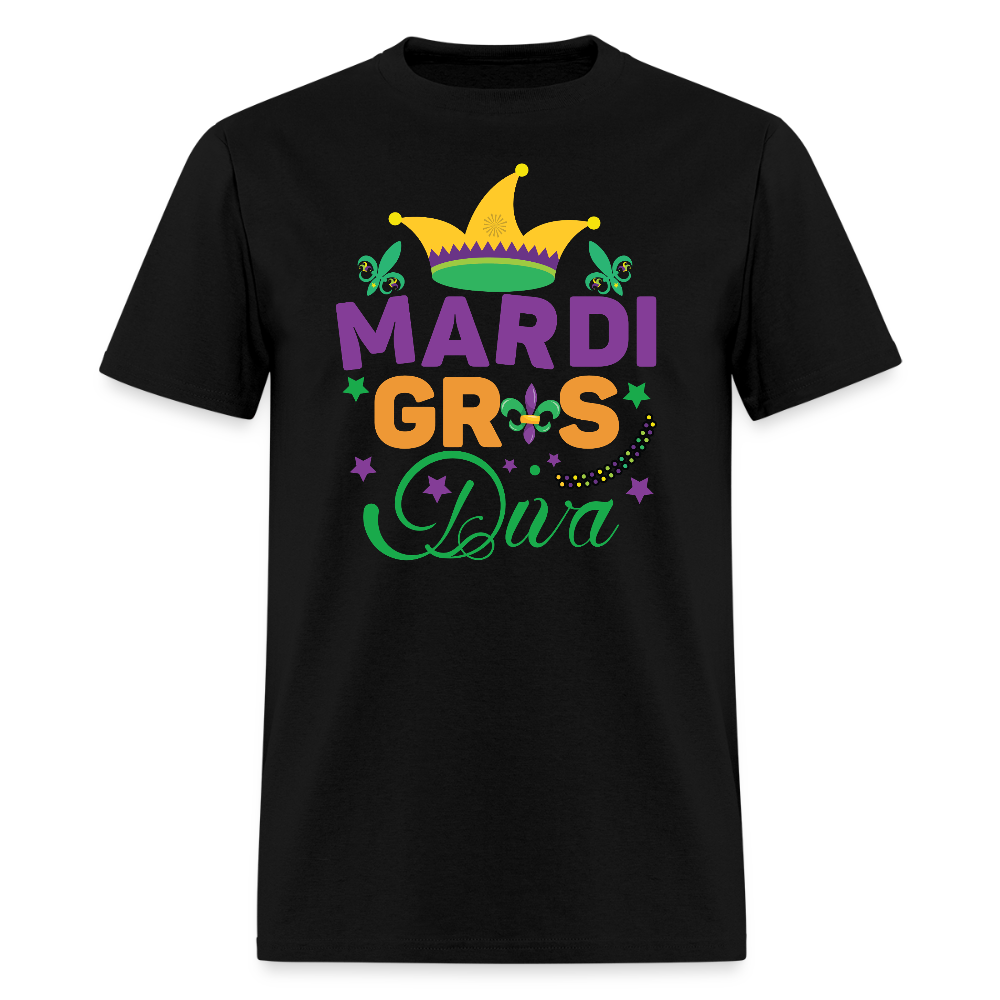 Mardi Gras Diva Shirt For Women Carnival Jester Crown T-shirt - black