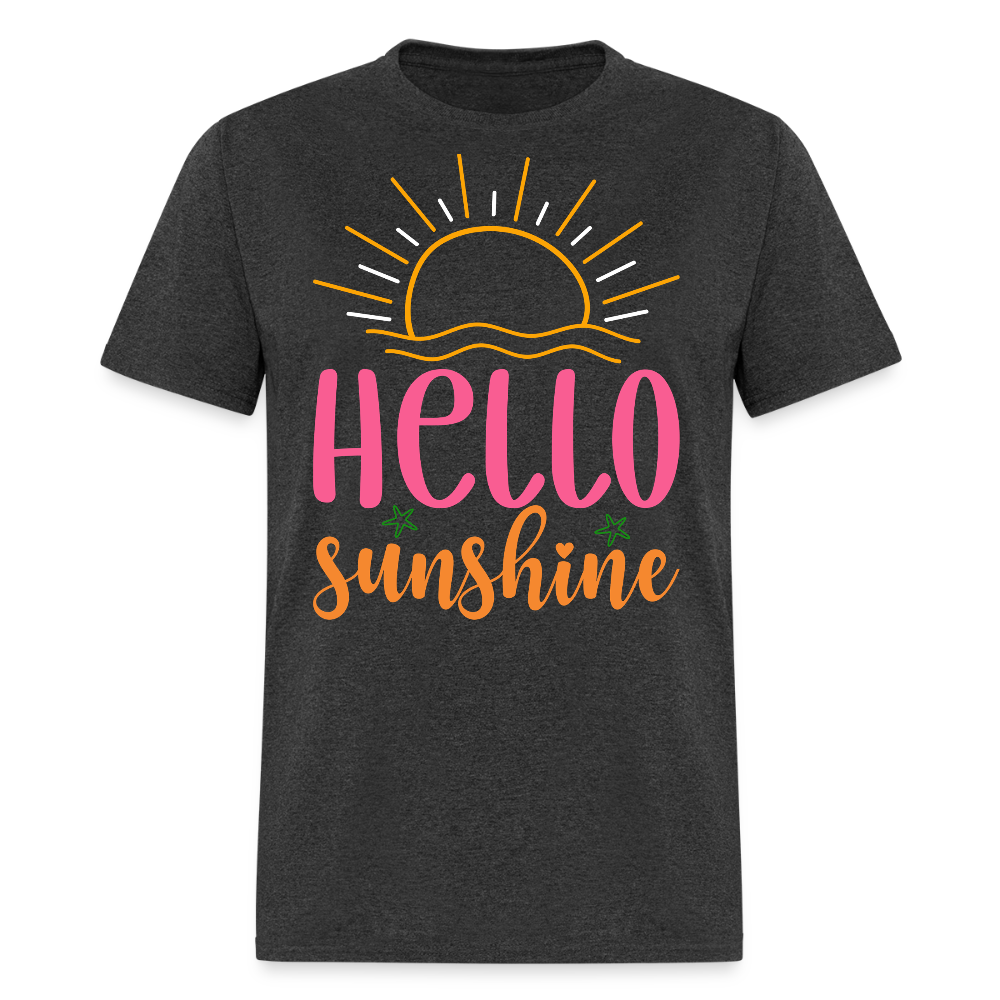 Hello Sunshine Positive Vibes T-shirt - heather black
