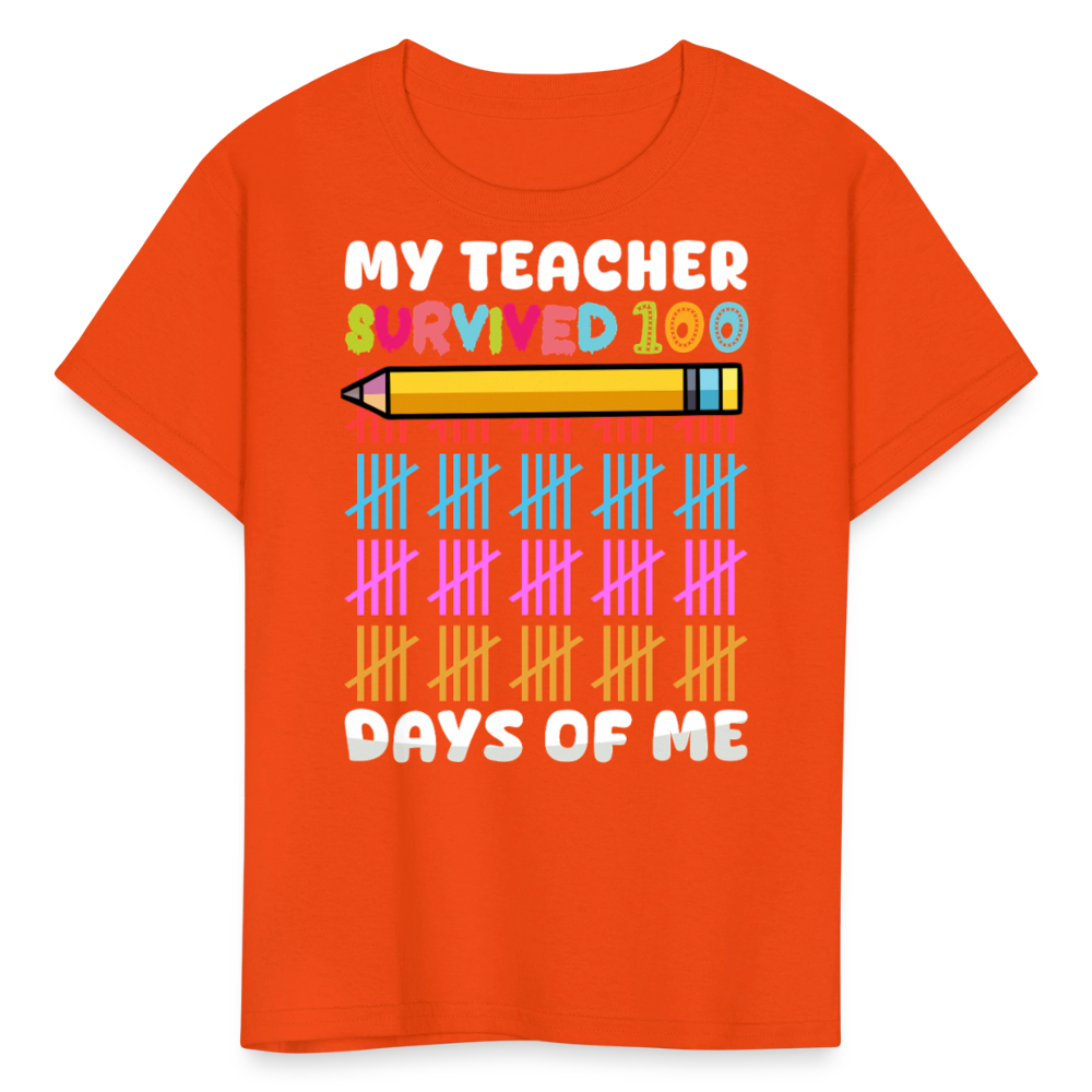 Teacher Survived 100 Days Of School Cute Kids Milestone T-shirt - orange