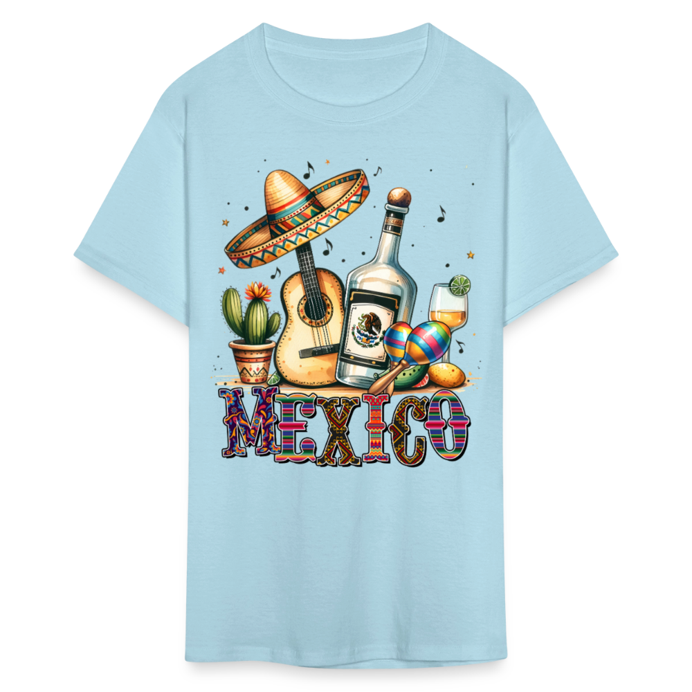 Vintage Mexican Tequila Graphic Tee Mariachi Music And Fiesta T-shirt - powder blue