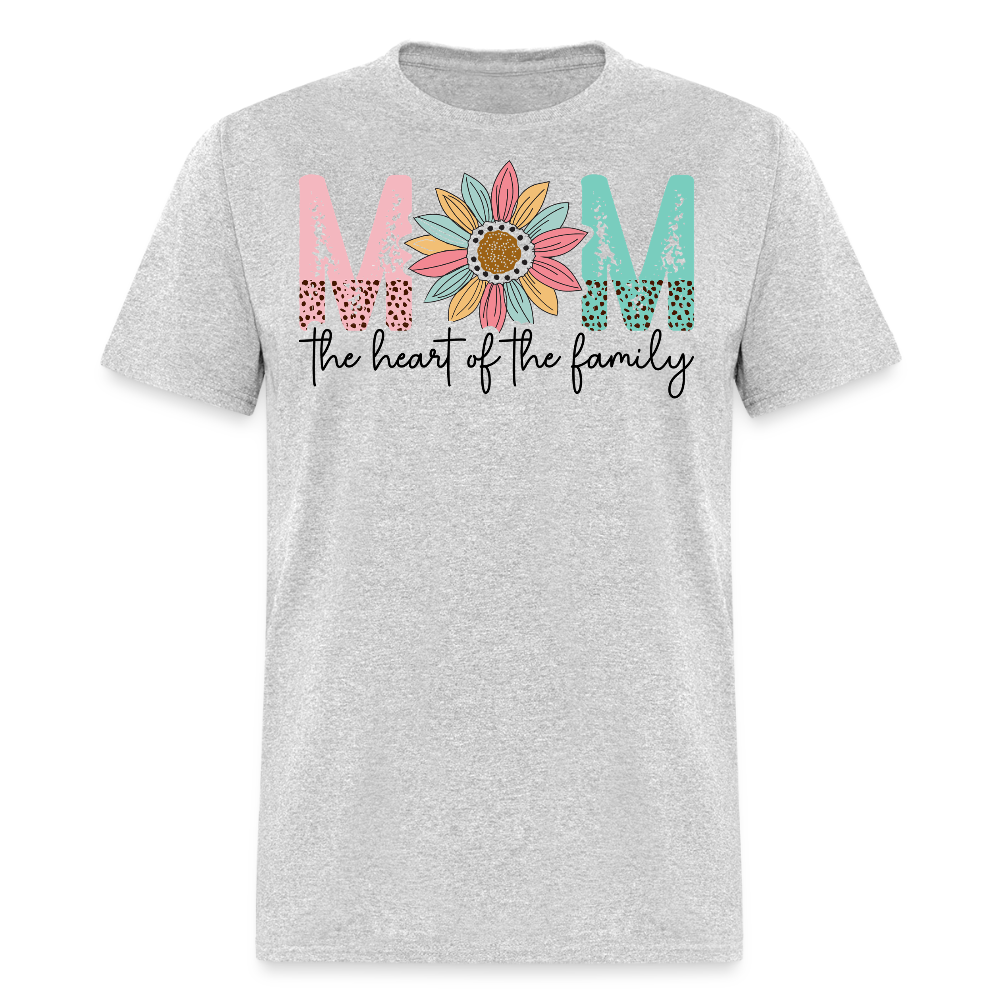 family Heart Mom Graphic T-shirt - heather gray