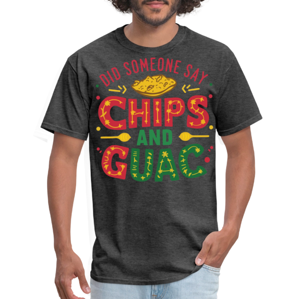 Mexican Food Lover Graphic Tee Funny Chips And Guacamole T-shirt - heather black