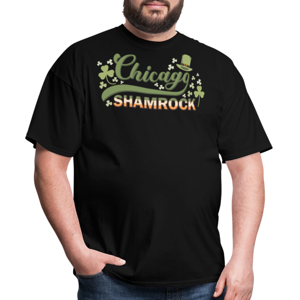 Leprechaun Hat Lucky Chicago Shamrock Graphic T-shirt - black