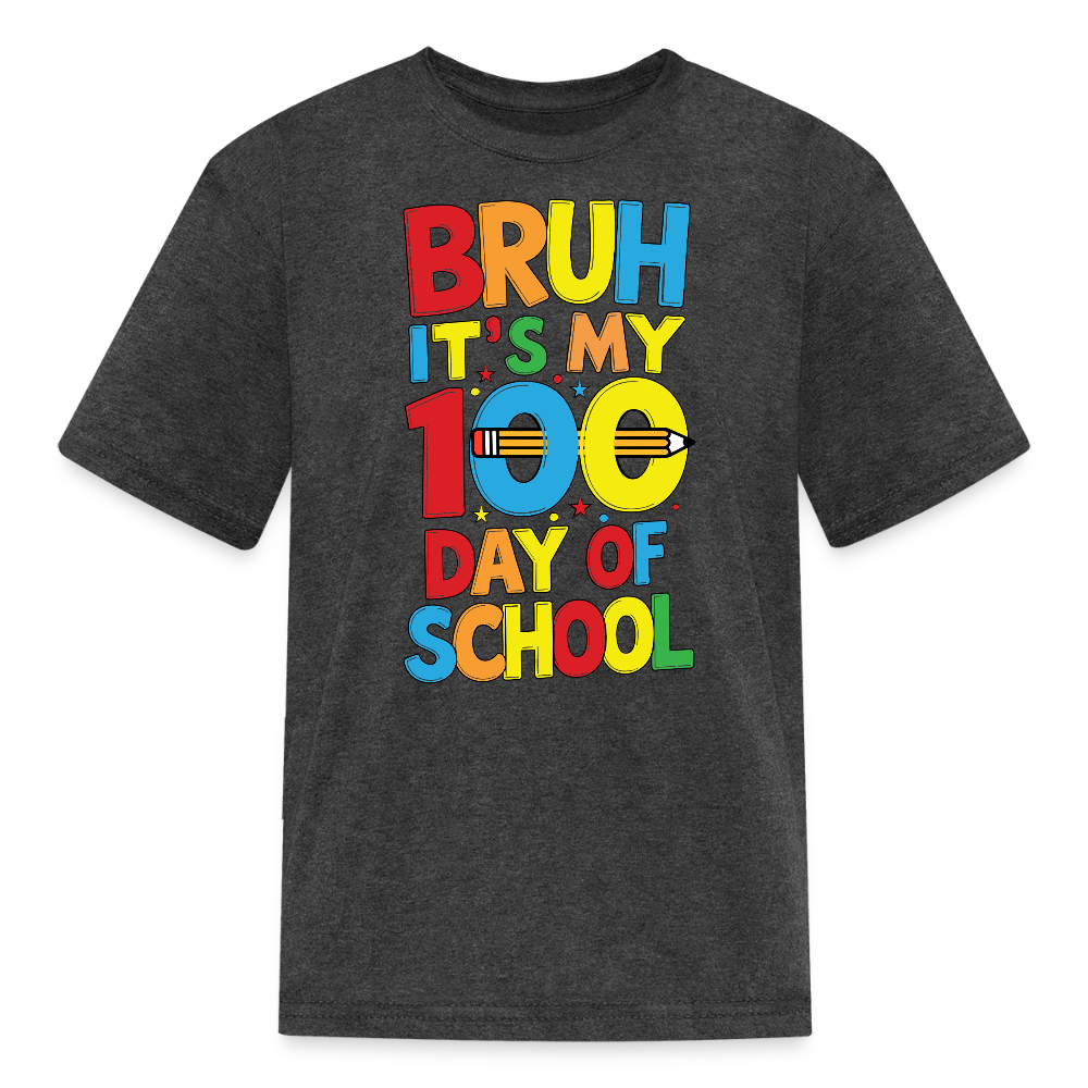 100 Days Of School Shirt For Kids Colorful School Milestone T-shirt - heather black