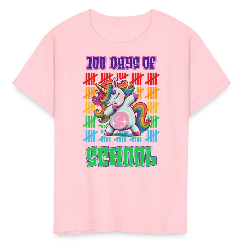 100 Days Of School Unicorn Kids T-Shirt - pink