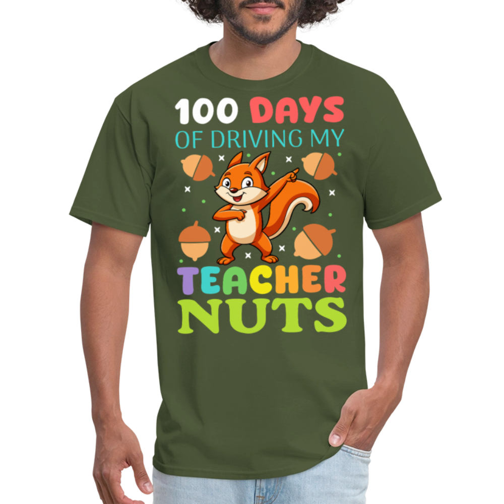 100 Days Of Driving My Teacher Crazy Shirt Funny School Teacher T-shirt - military green