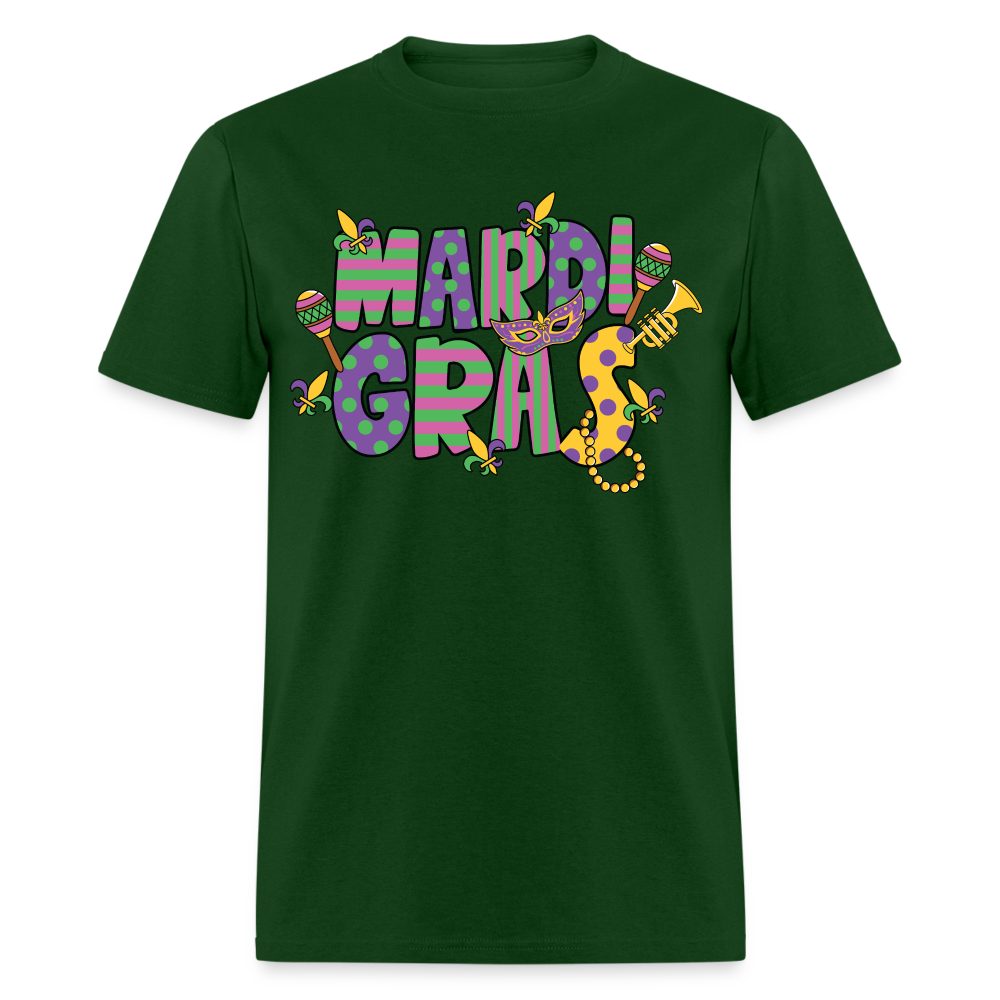 Retro-style Mardi Gras Carnival Tee New Orleans Mardi Gras Party T-shirt - forest green