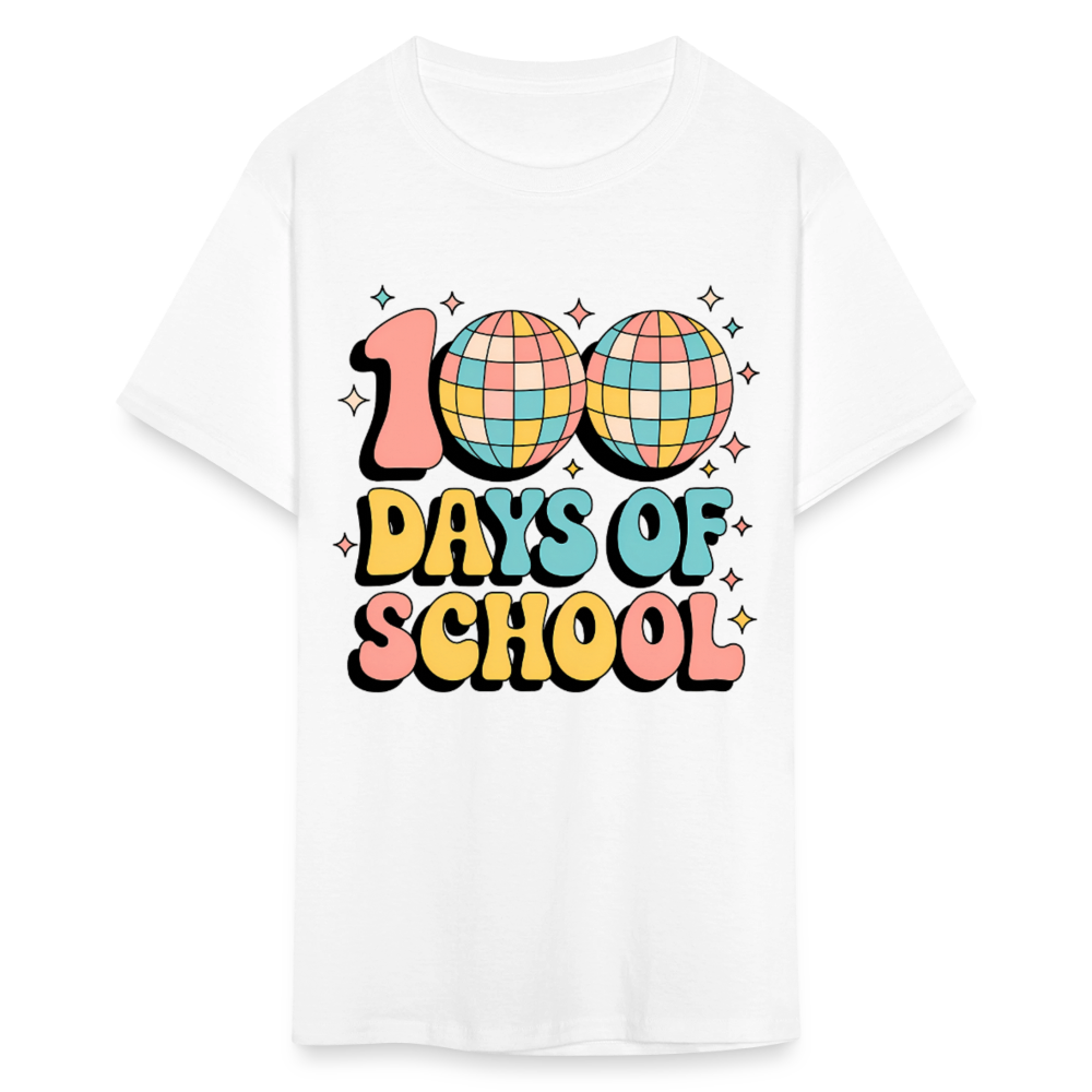 100 Days Of School Tee  For Teachers Funny Disco Theme T-shirt - white