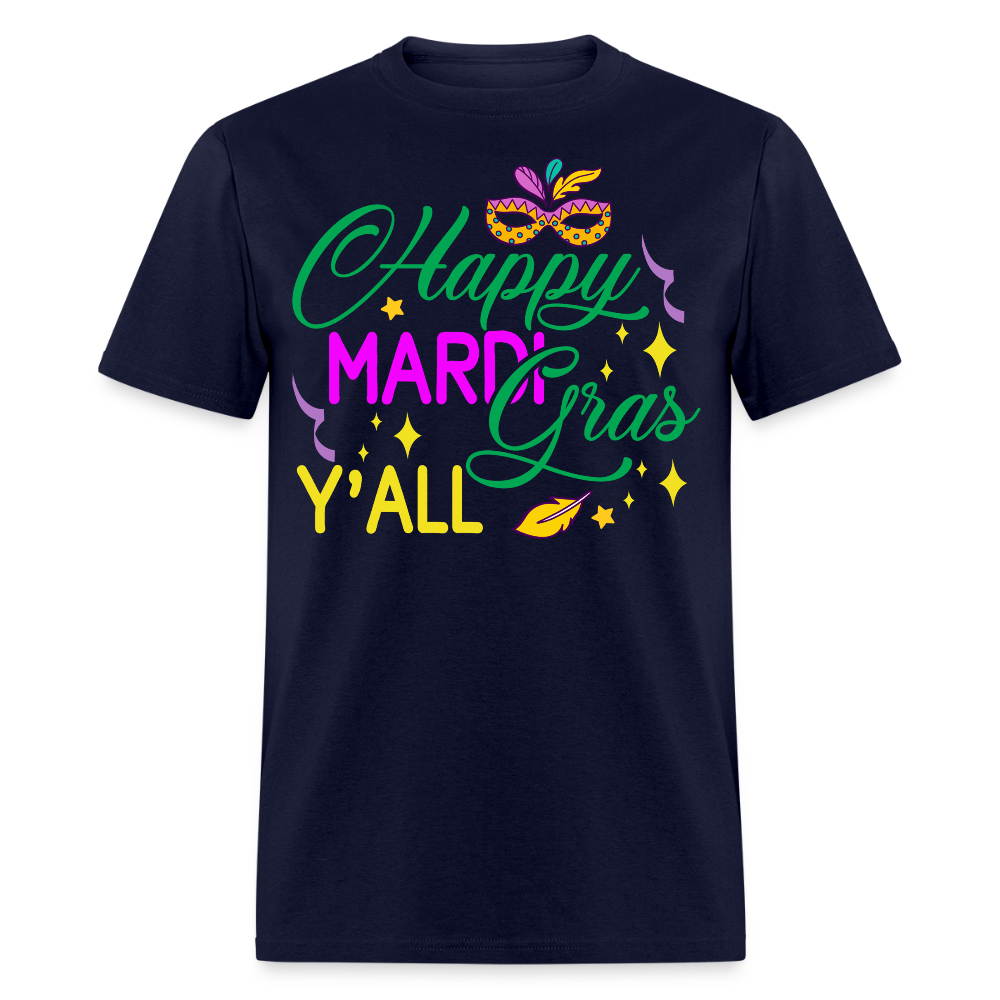 Louisiana Carnival Celebration Tee Happy Mardi Gras Y'all T-shirt - navy