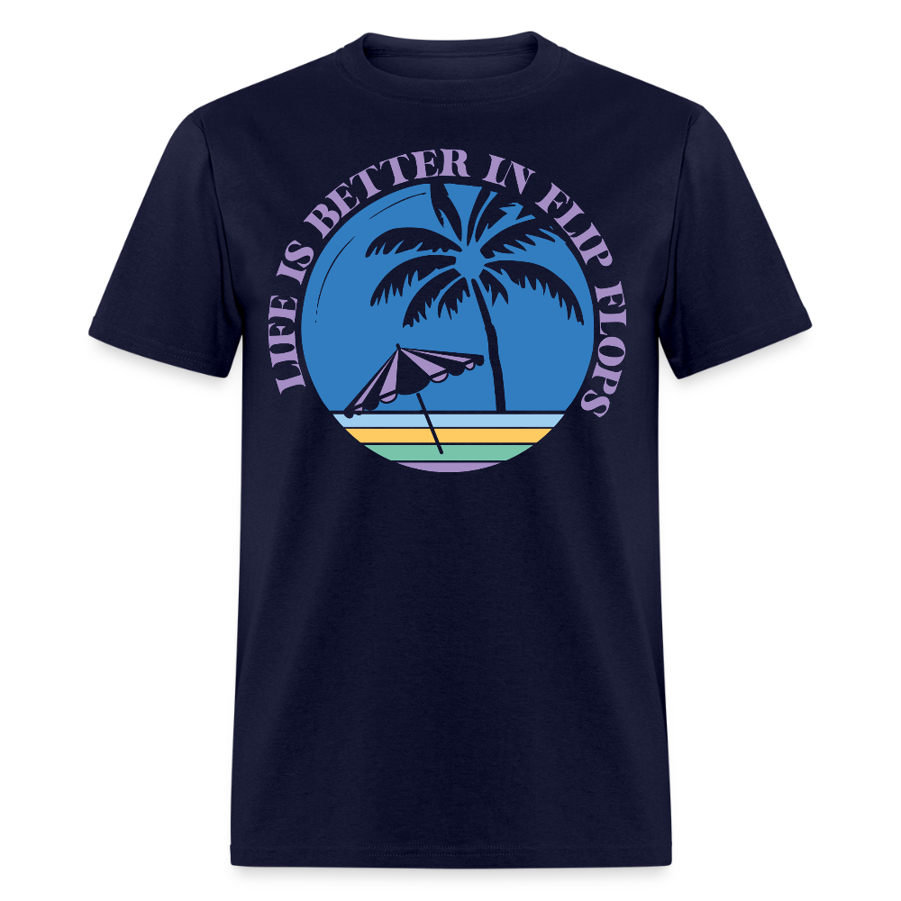 Life Is Better In Flip Flops Relaxed Beach Life T-shirt - navy