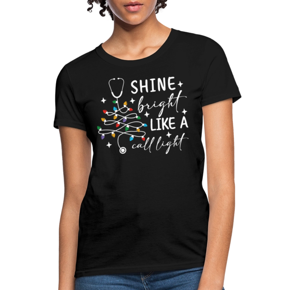 Shine Bright Like A Call Light Nurse Funny RN Christmas T-Shirt - black