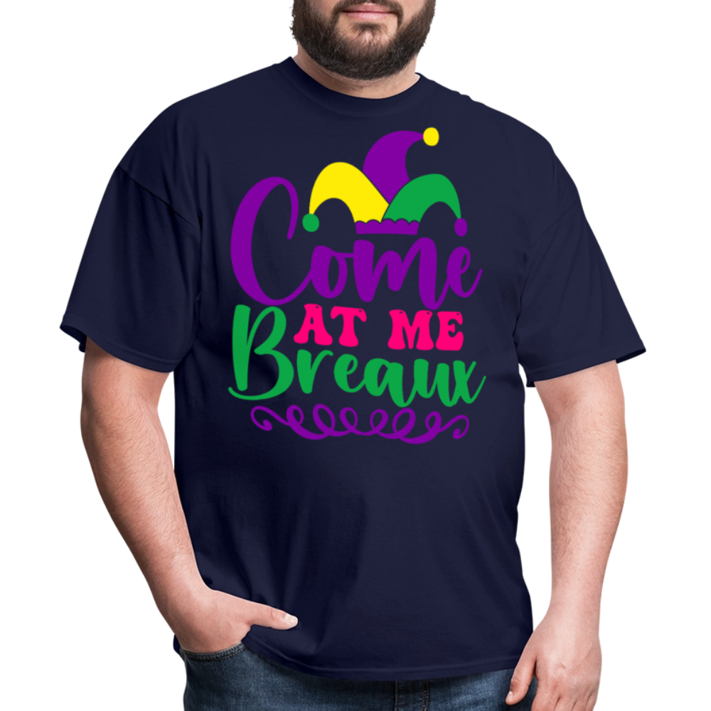 Mardi Gras Jester Hat Tee Come at me Breaux T-shirt - navy