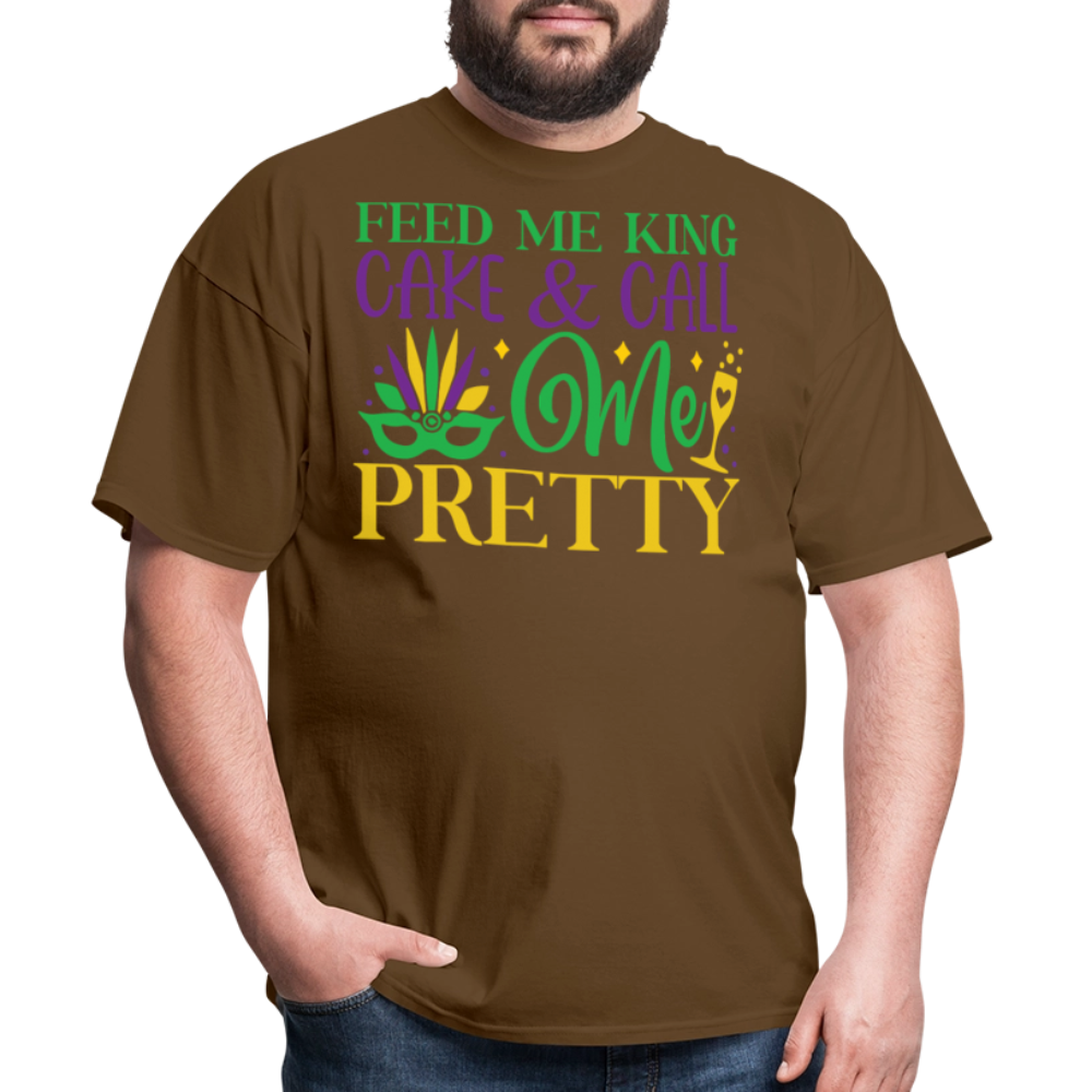 New Orleans Mardi Gras Tee Feed Me King Cake And Call Me Pretty T-shirt - brown