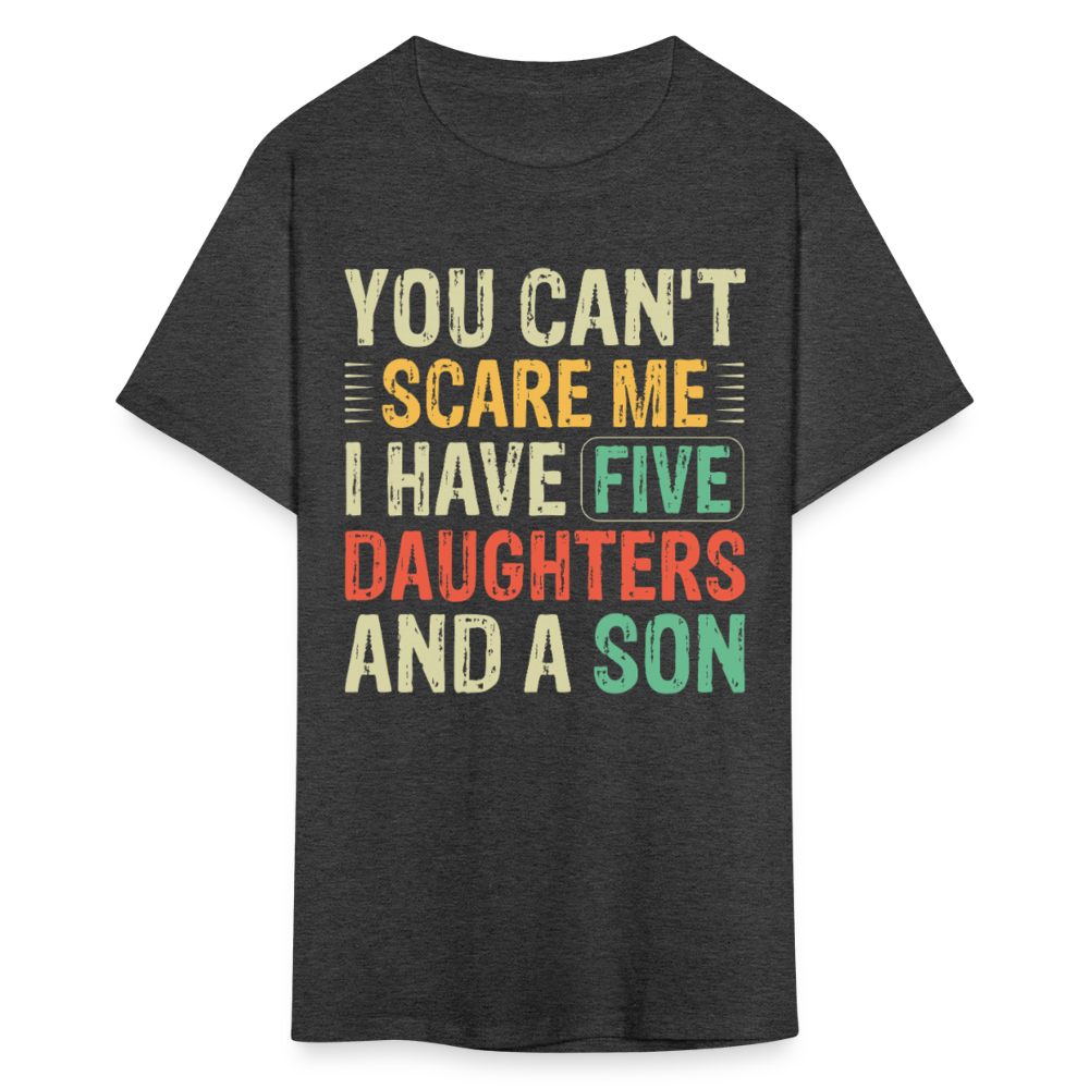 Best Funny Gifts For Parents Of Many Kids 5 Daughters And A Son T-shirt - heather black