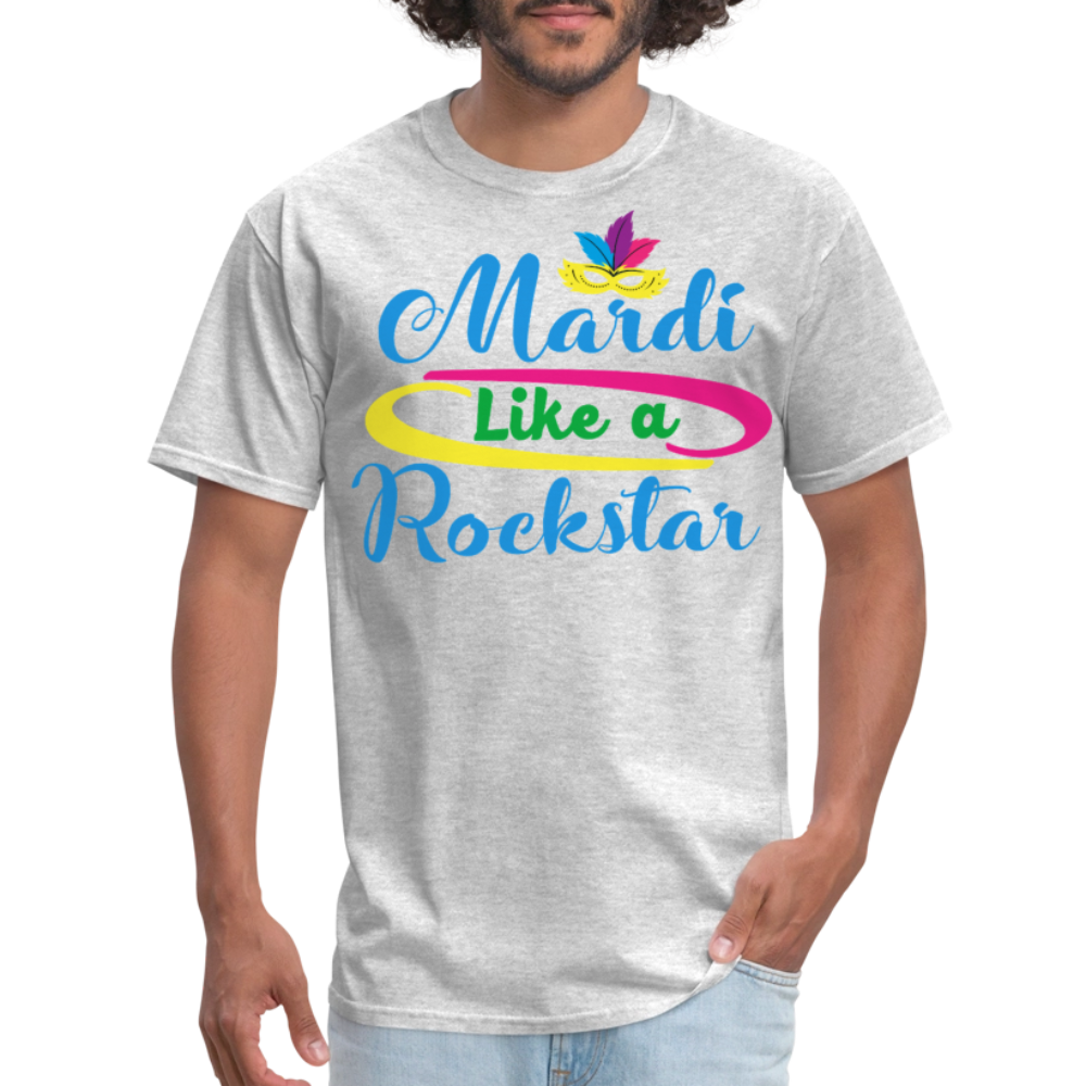 Mardi Gras Rockstar Shirt For Men And Women T-Shirt - heather gray