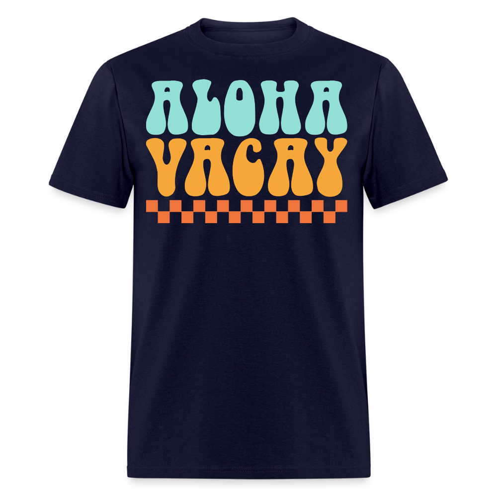 Retro Aloha Vacation Groovy Summer T-shirt - navy
