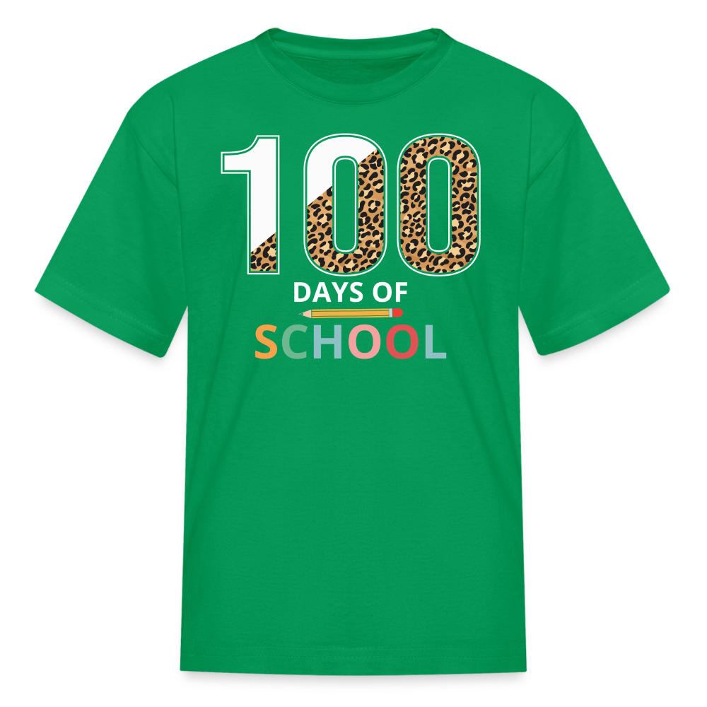 100 Days Of School Shirt For Boys Colorful School Milestone Kids T-shirt - kelly green