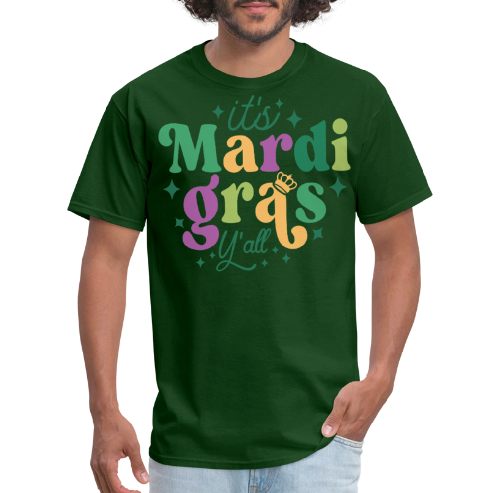 It's Mardi Gras Y'all Crown T-Shirt - forest green