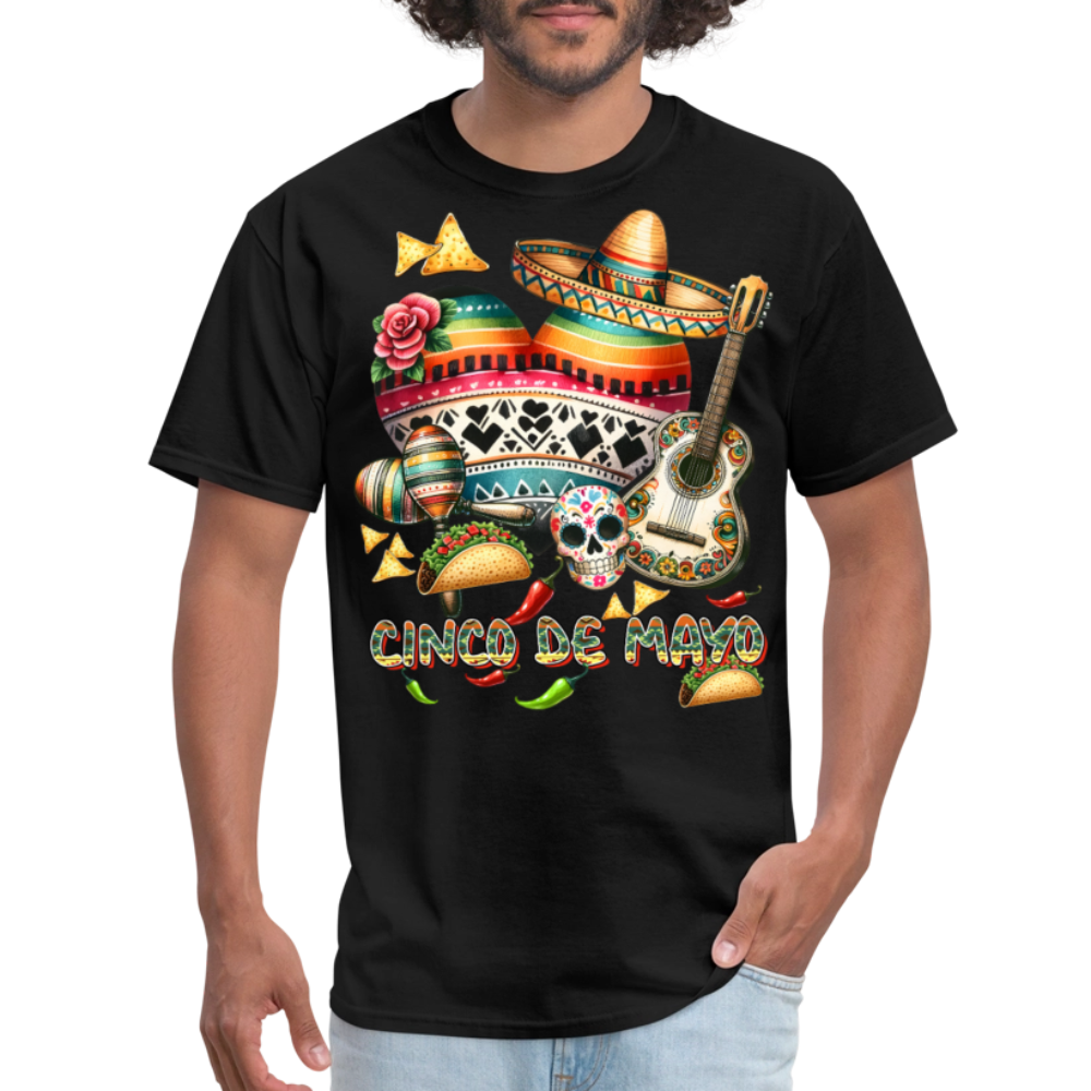 Colorful Skull And Taco Tee For Cinco De Mayo T-shirt - black