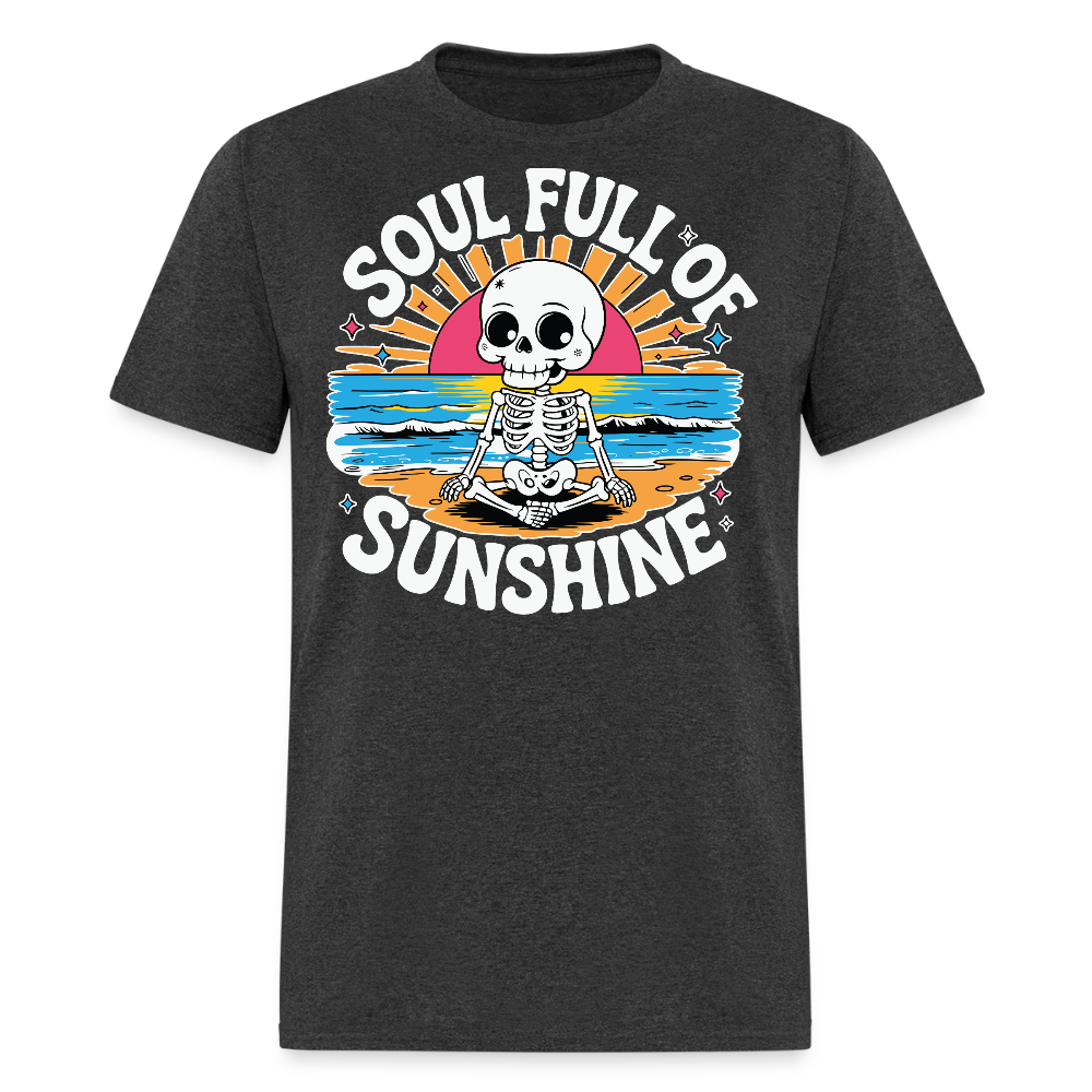 Soul Full Of Sunshine Funny Beach Skeleton T-shirt - heather black