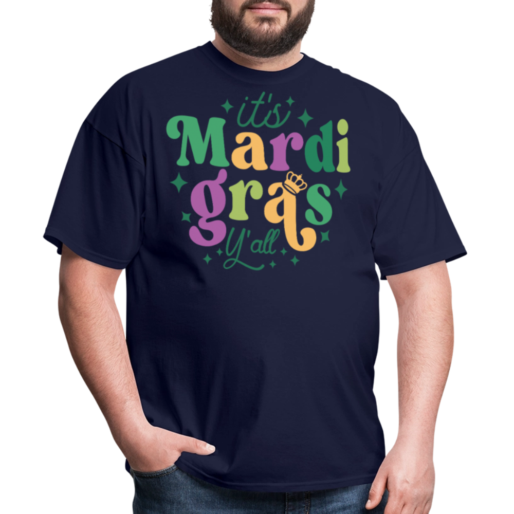 It's Mardi Gras Y'all Crown T-Shirt - navy