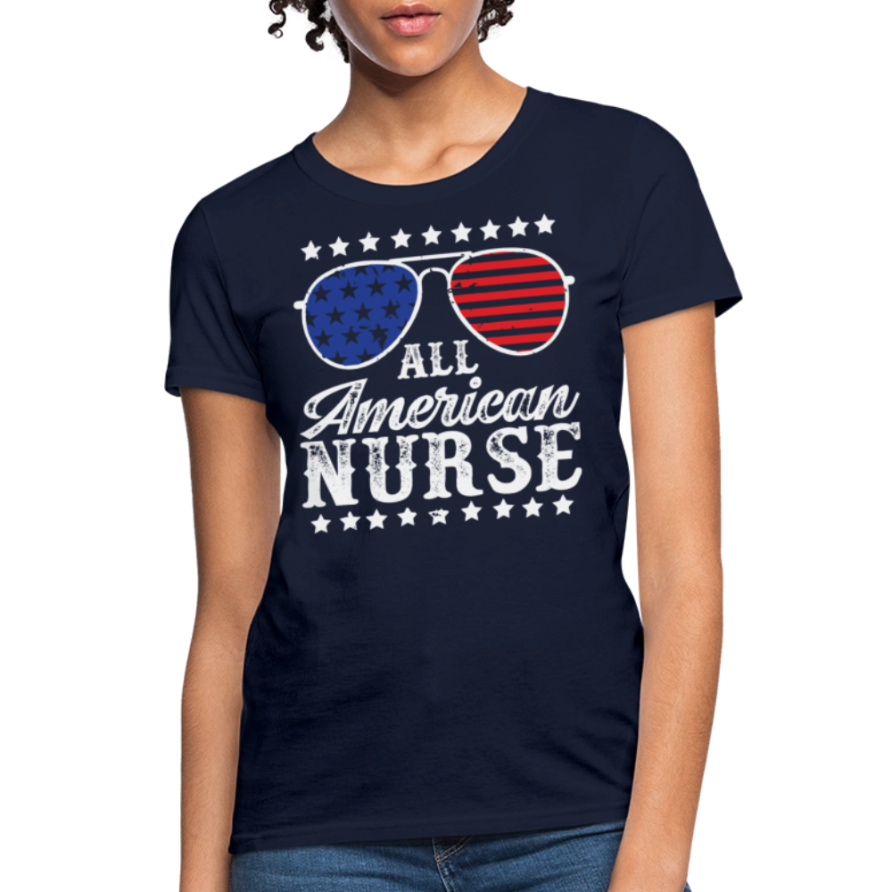 All American Nurse Tee Patriotic Nurses Gift T-Shirt - navy