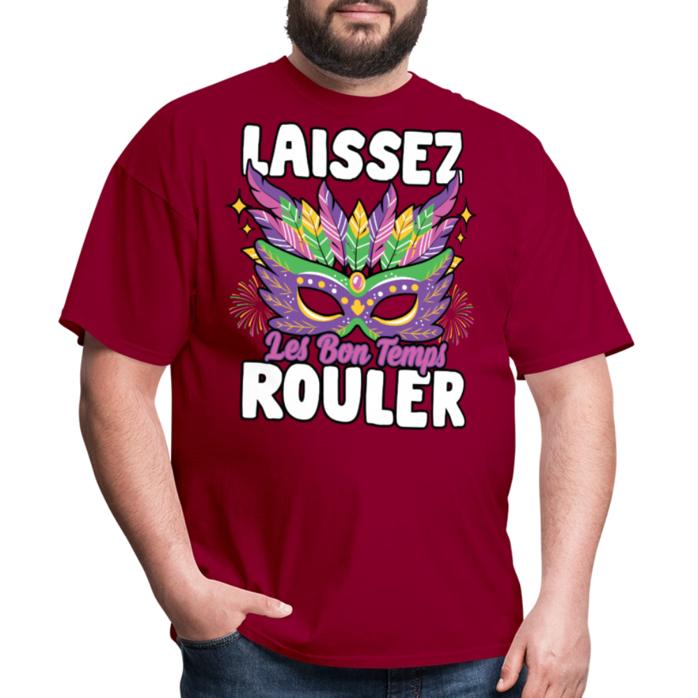 Mardi Gras Party Tee Laissez Les Bon Temps Roule T-shirt - dark red