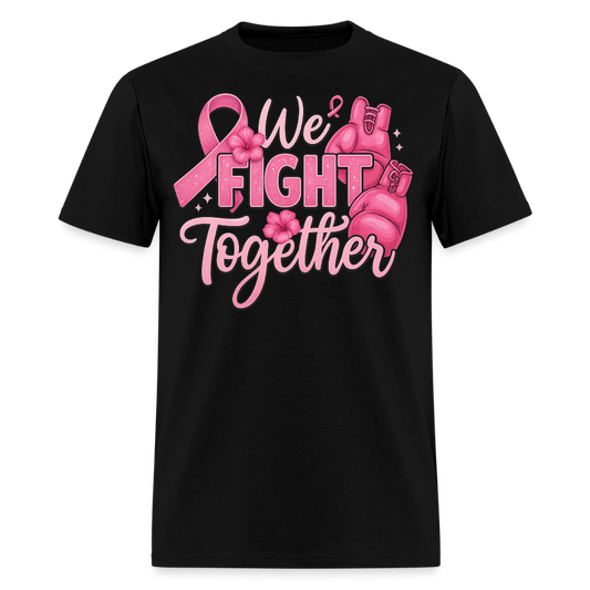 We Fight Together Breast Cancer Boxing Gloves T-Shirt - black