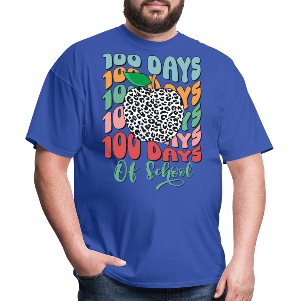 Leopard Print 100 Days of School Tee 100th-day Celebration T-shirt - royal blue