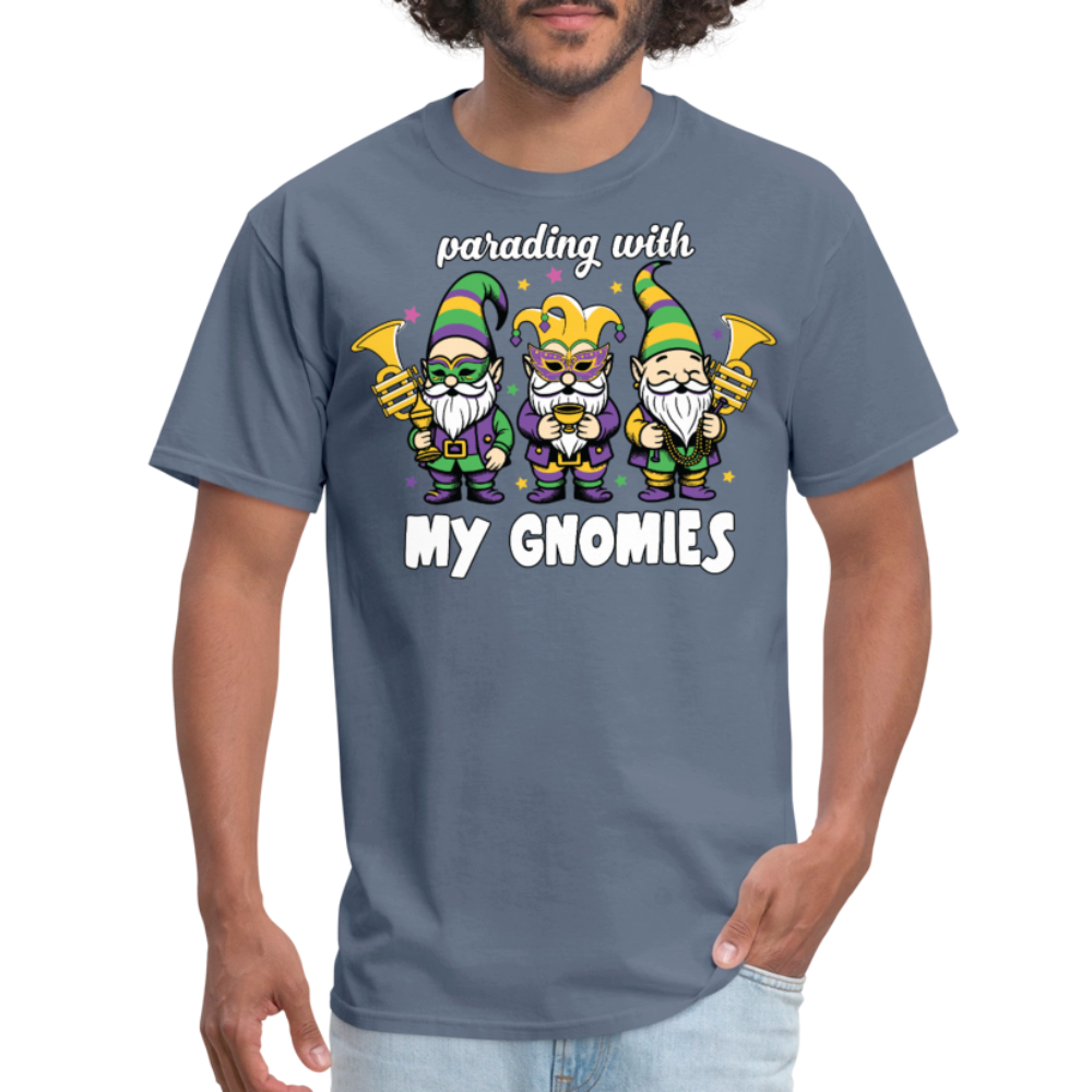 Parading With my Gnomies Festival Shirt Funny Mardi Gras T-shirt - denim