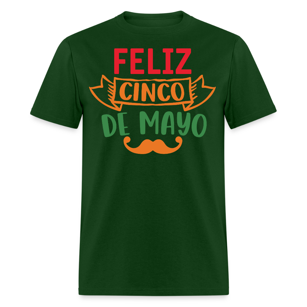 Mexican-themed Graphic Tees Feliz Cinco De Mayo T-shirt - forest green