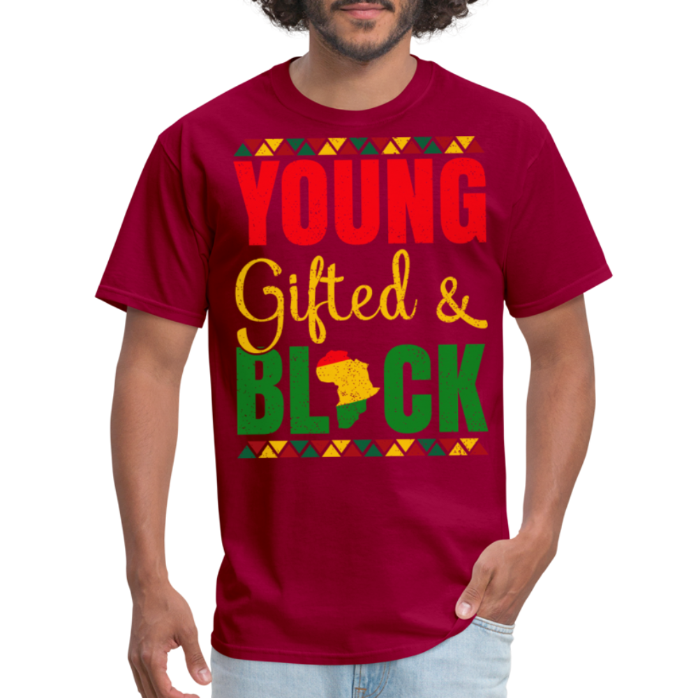 African Heritage Tee Young Gifted and Black T-Shirt - dark red