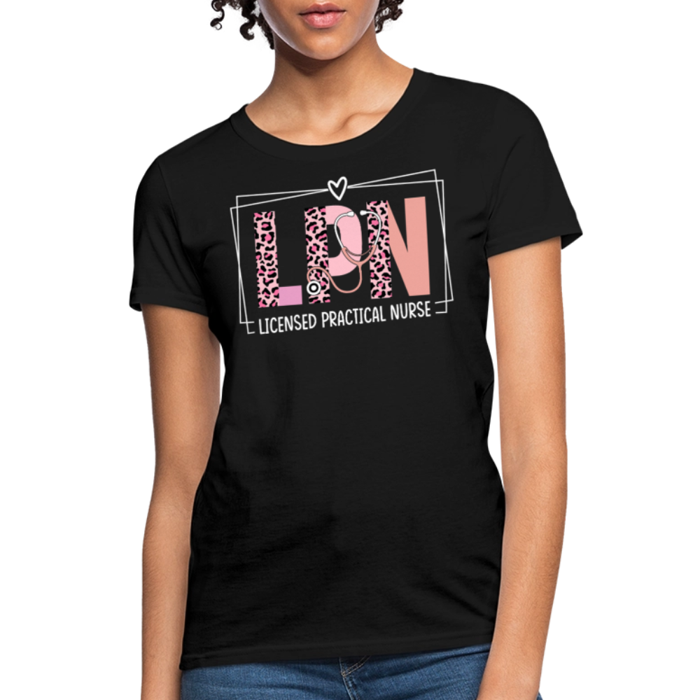 LPN Licensed Practical Nurse Leopard Print T-Shirt - black