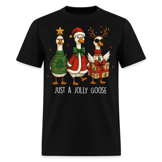 Just A Jolly Goose Funny Christmas T-Shirt - black