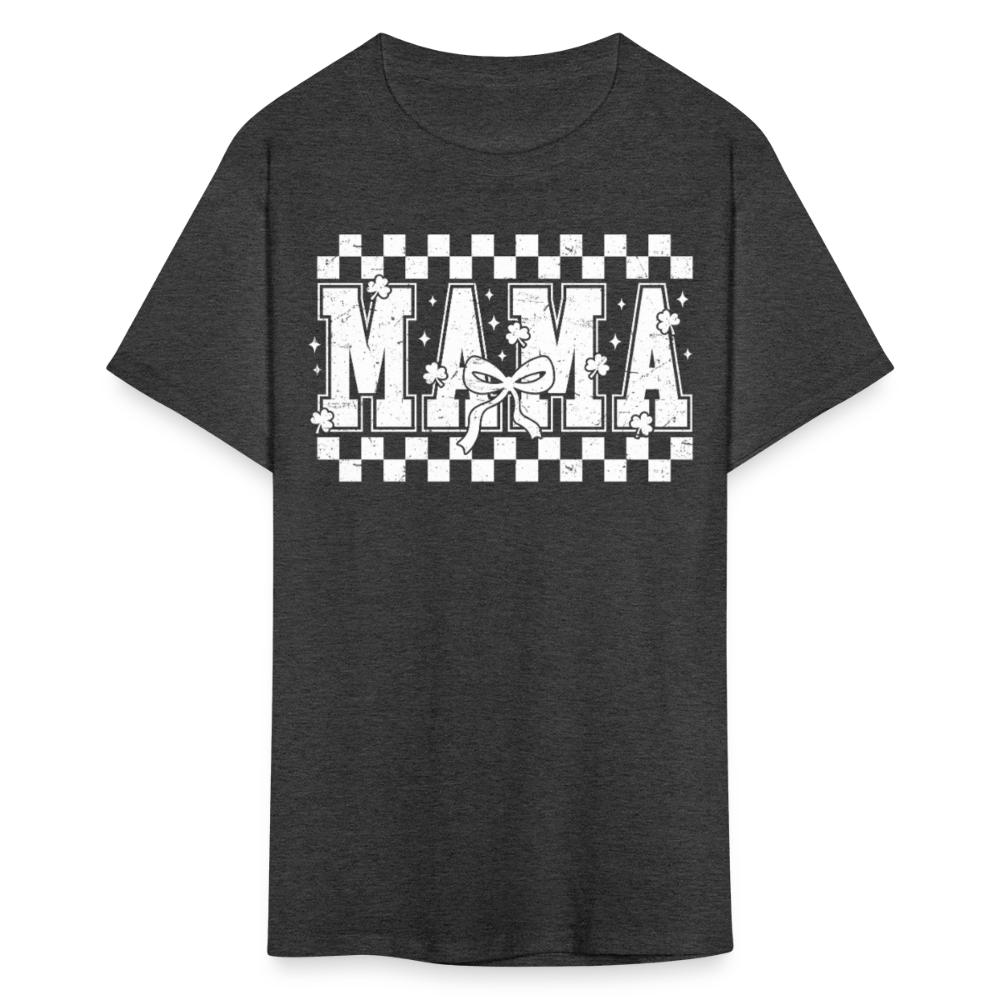 Distressed Mama Clover St. Patrick's Day Gift Tee - heather black