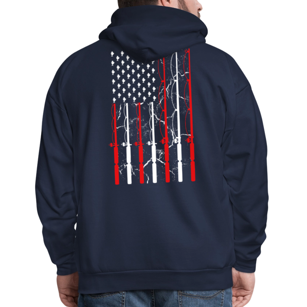 Patriotic American Flag Fishing Rod Hoodie - navy