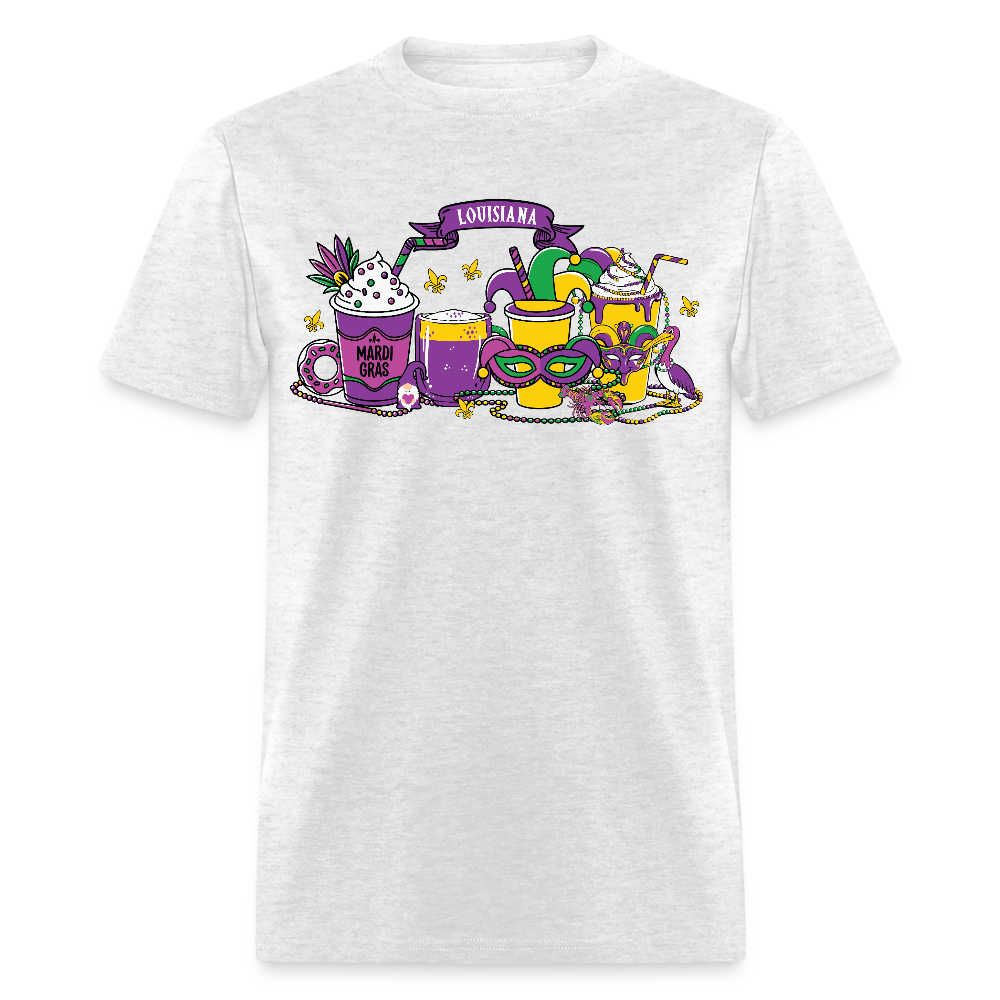 Funny Mardi Gras Coffee And Cocktail Shirt Mardi Gras Louisiana T-shirt - light heather gray